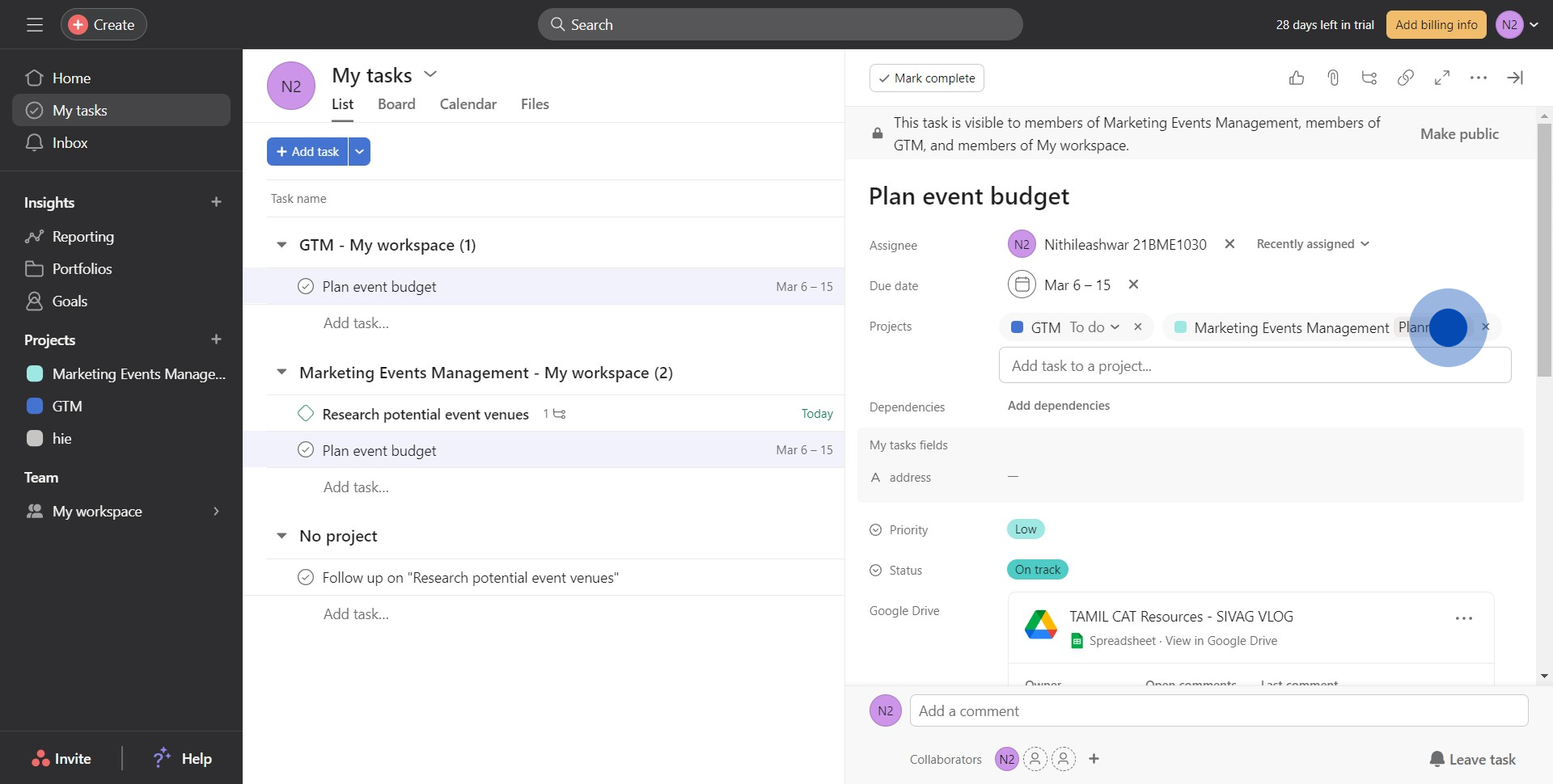 5 Click on "Planning"