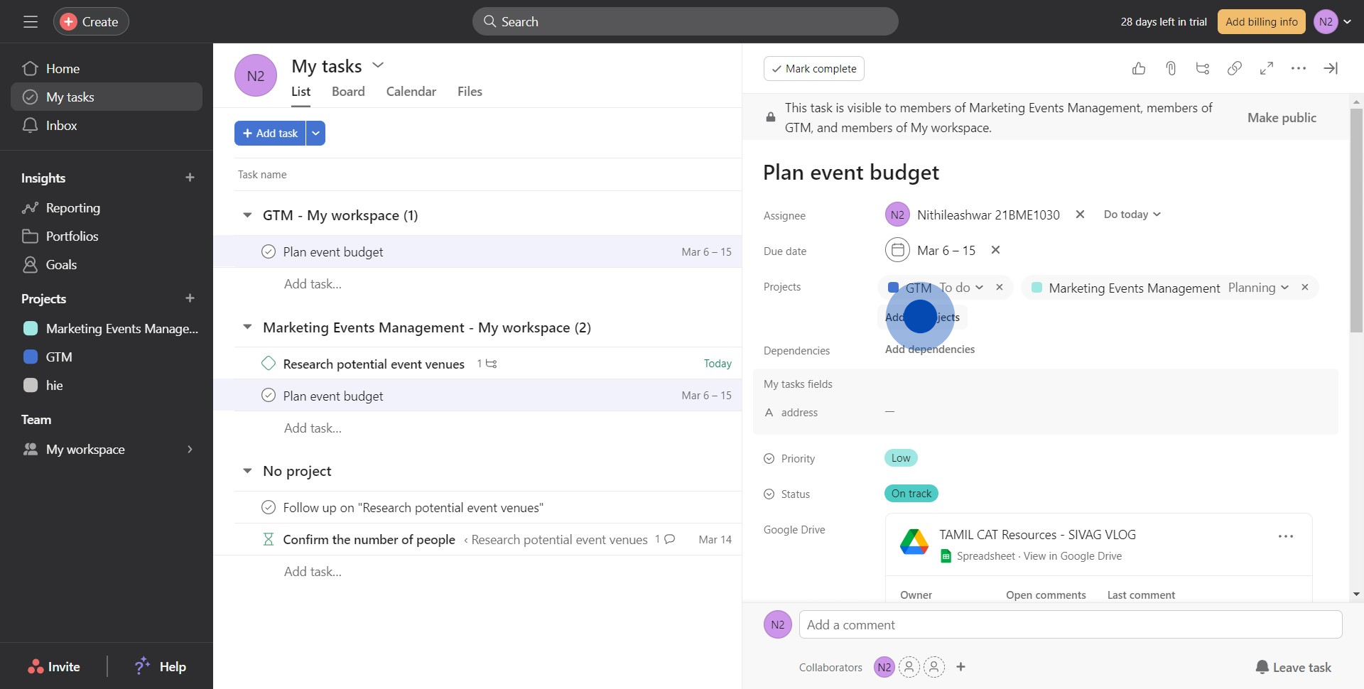 6 Click on "Add to projects"