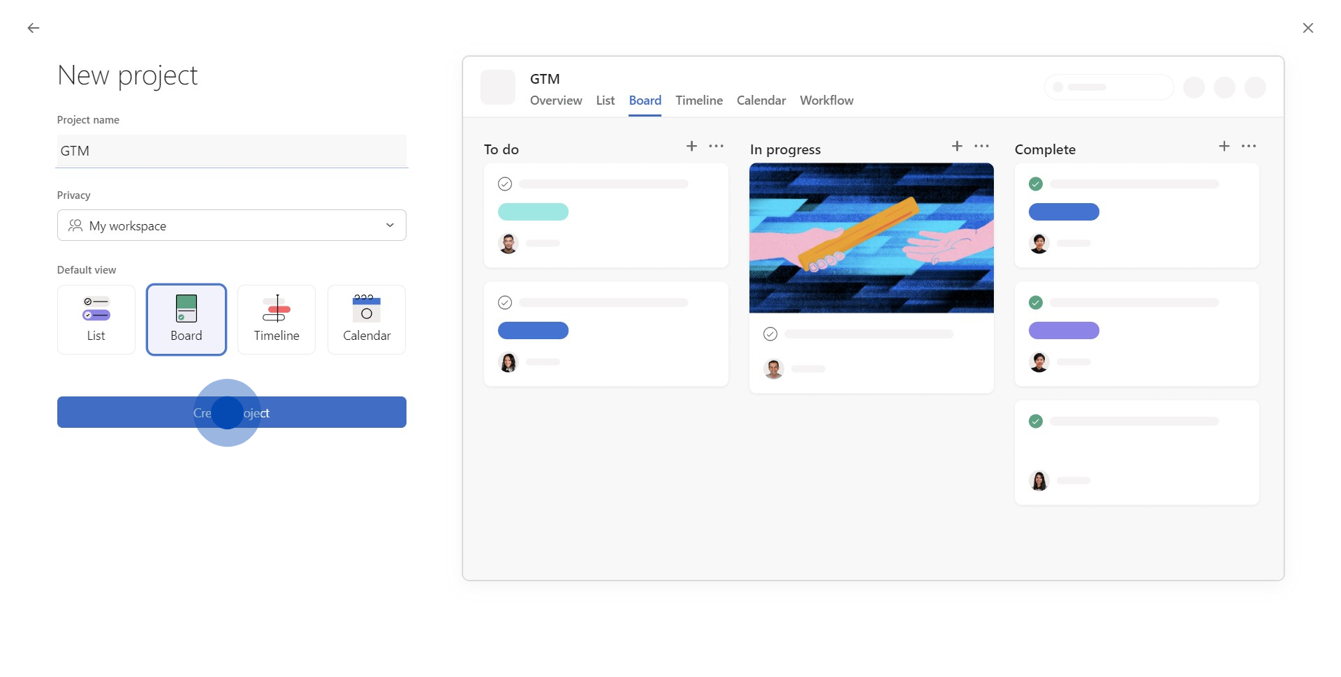6 Click on "Create project"