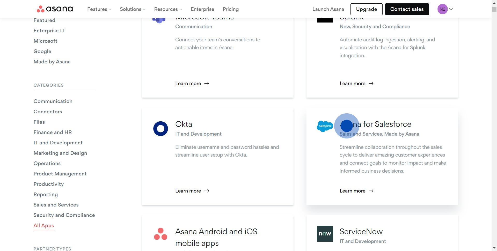 3 Click on "Asana for Salesforce"