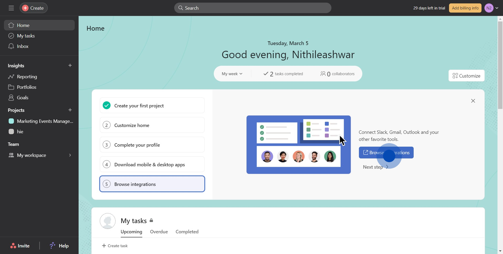 2 Click on "Browse integrations"