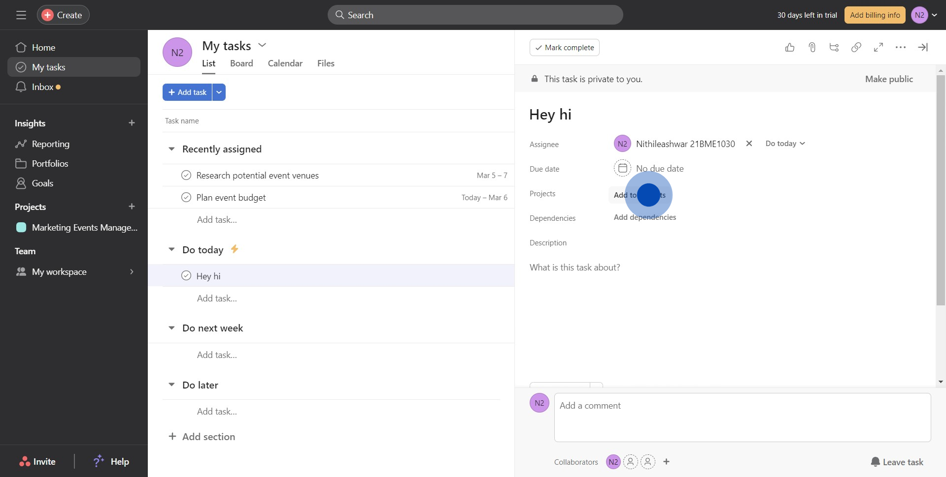 4 Click on "Add to projects"