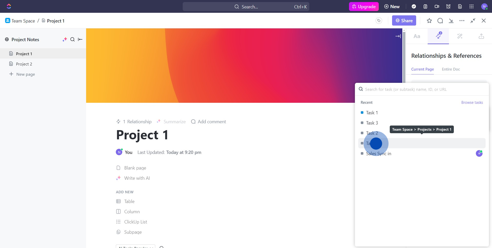 6 Click on "Task 1"