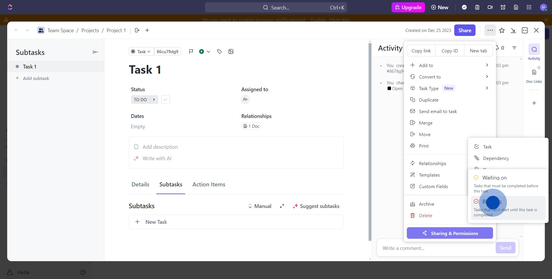 11 Click on "Blocking"