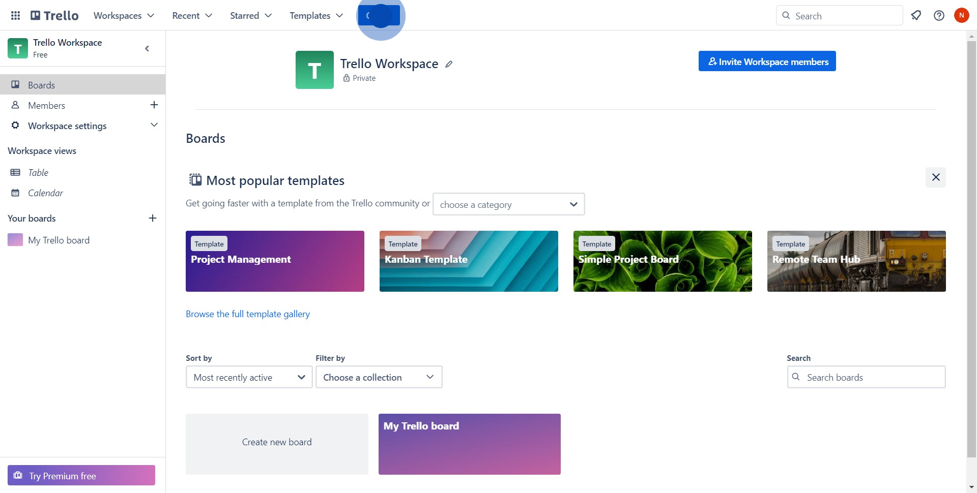 1 Click on "Create"