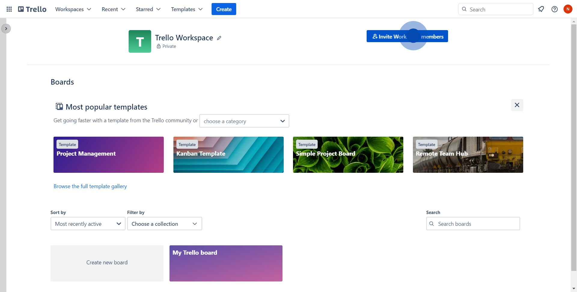 2 Click on "Invite Workspace members"