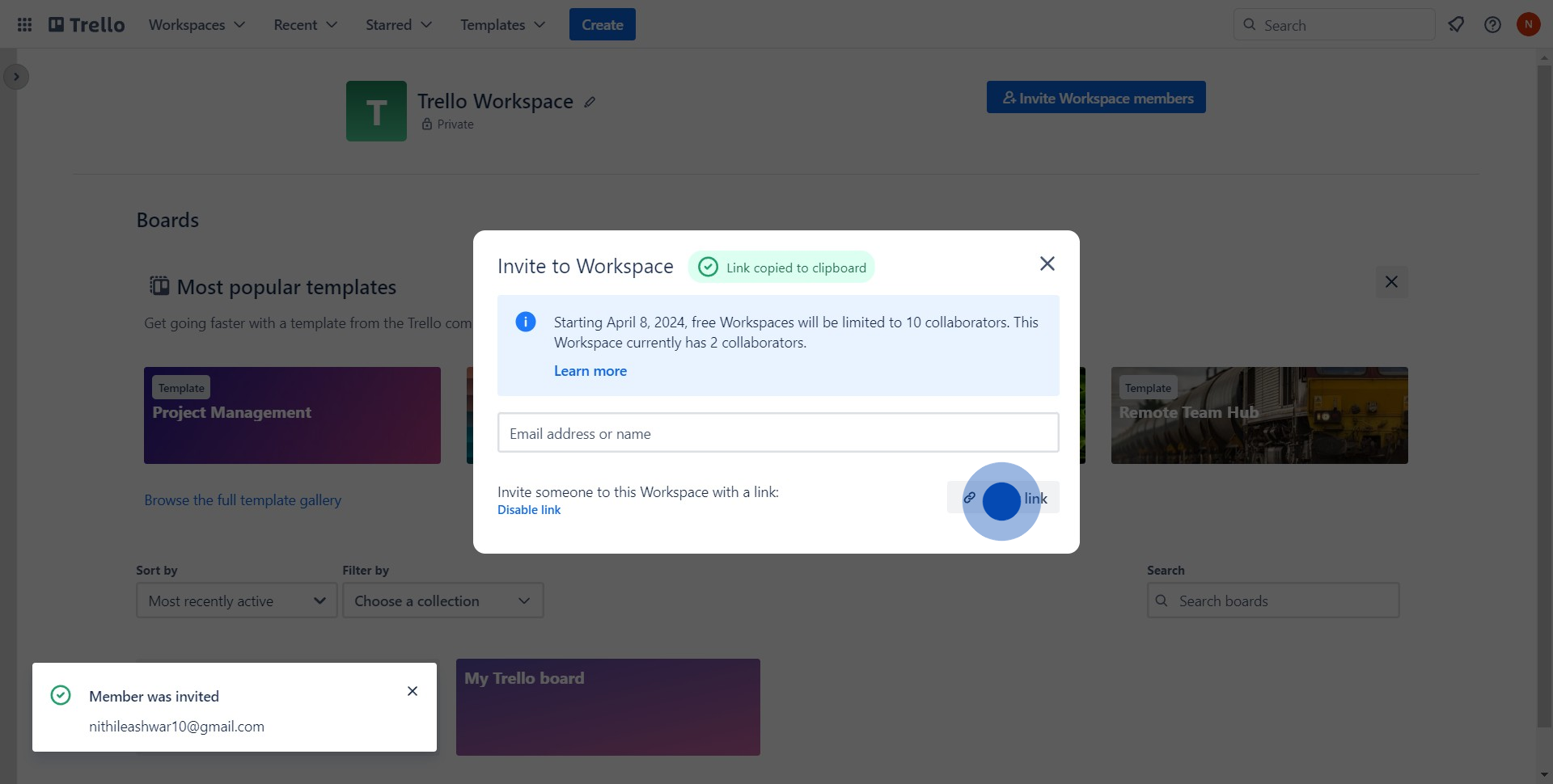 6 Click on "Invite to Works..."