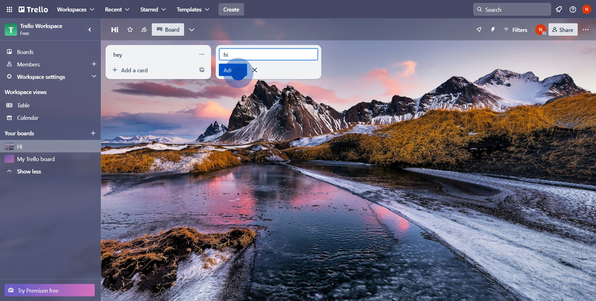 7 Click on "Add list"