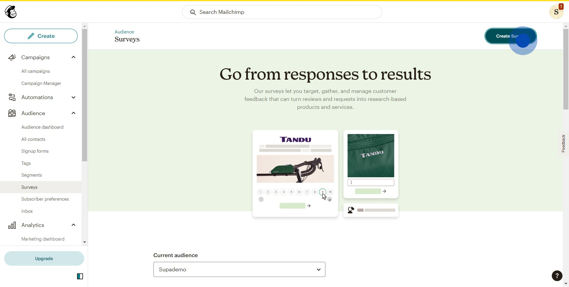 3 Click on "Create Survey"