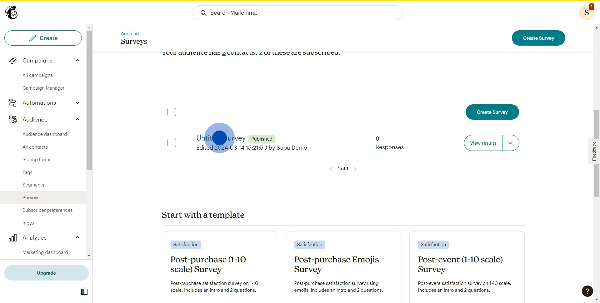 3 Click on "Untitled survey"