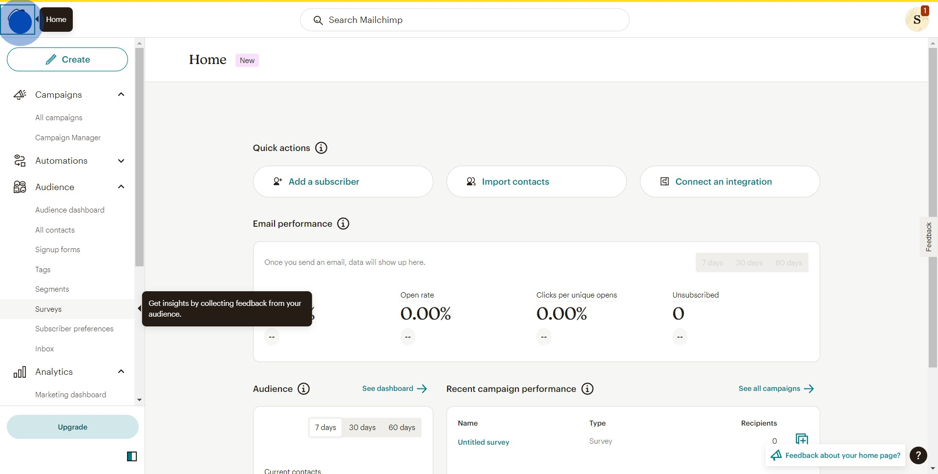 1 Click on "Surveys"