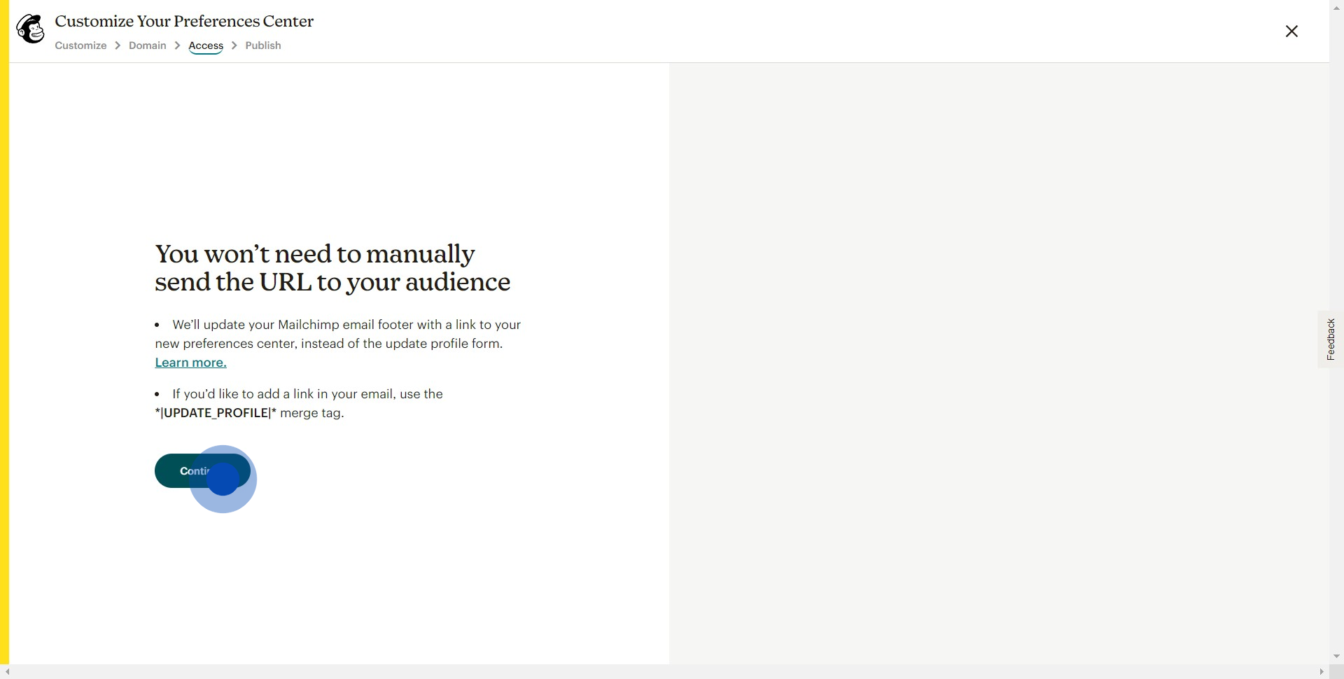 6 Click on "Continue"