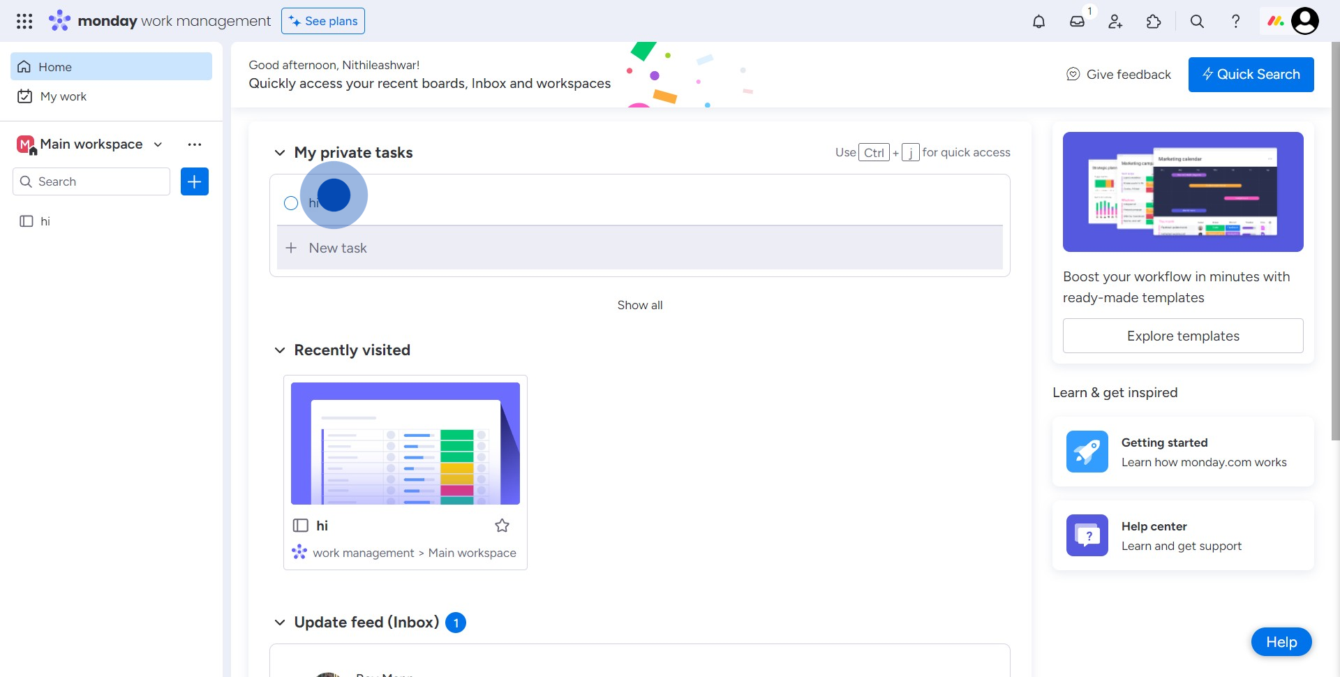 3 Click on "New task"