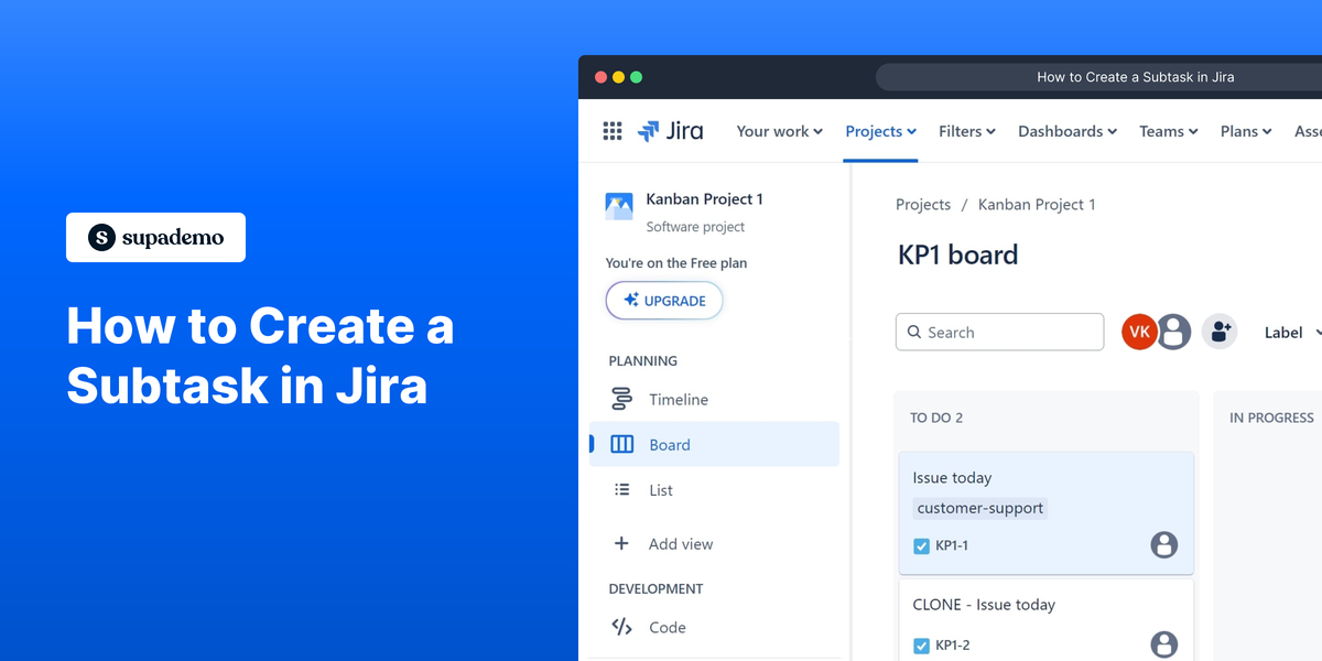 How to create a subtask in Jira