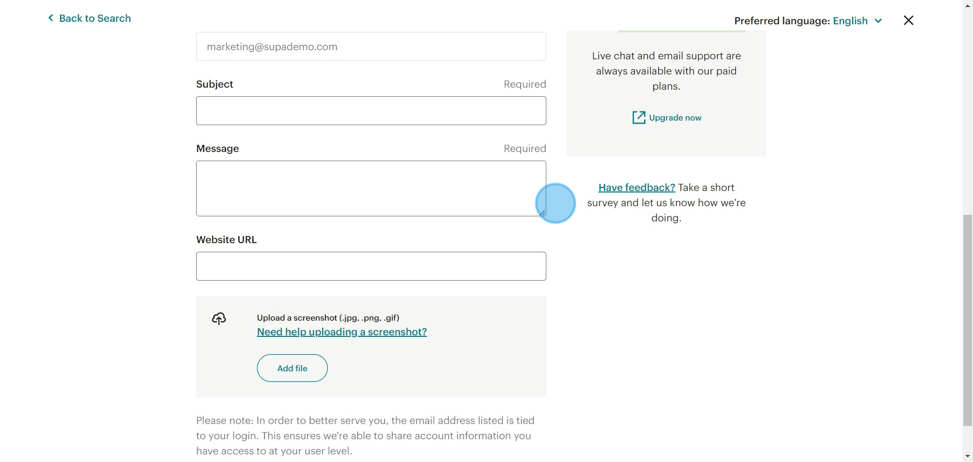 6 Click on "Contact Technic..."