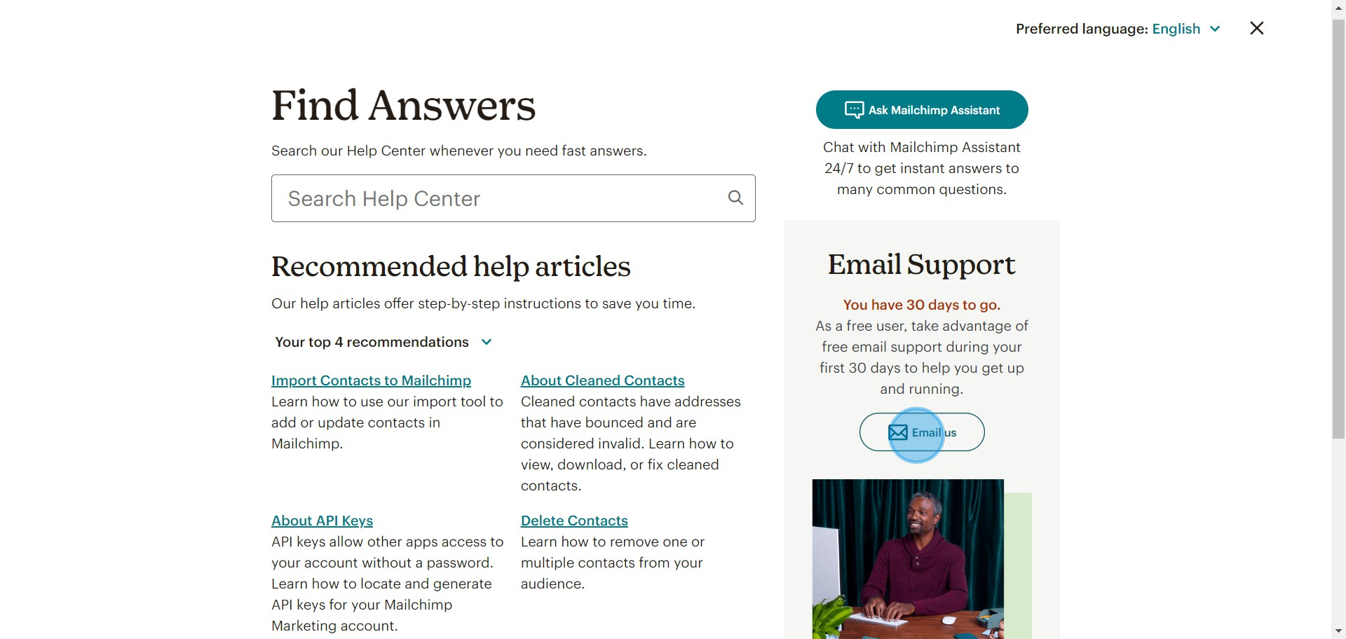 5 Click on "Email us"