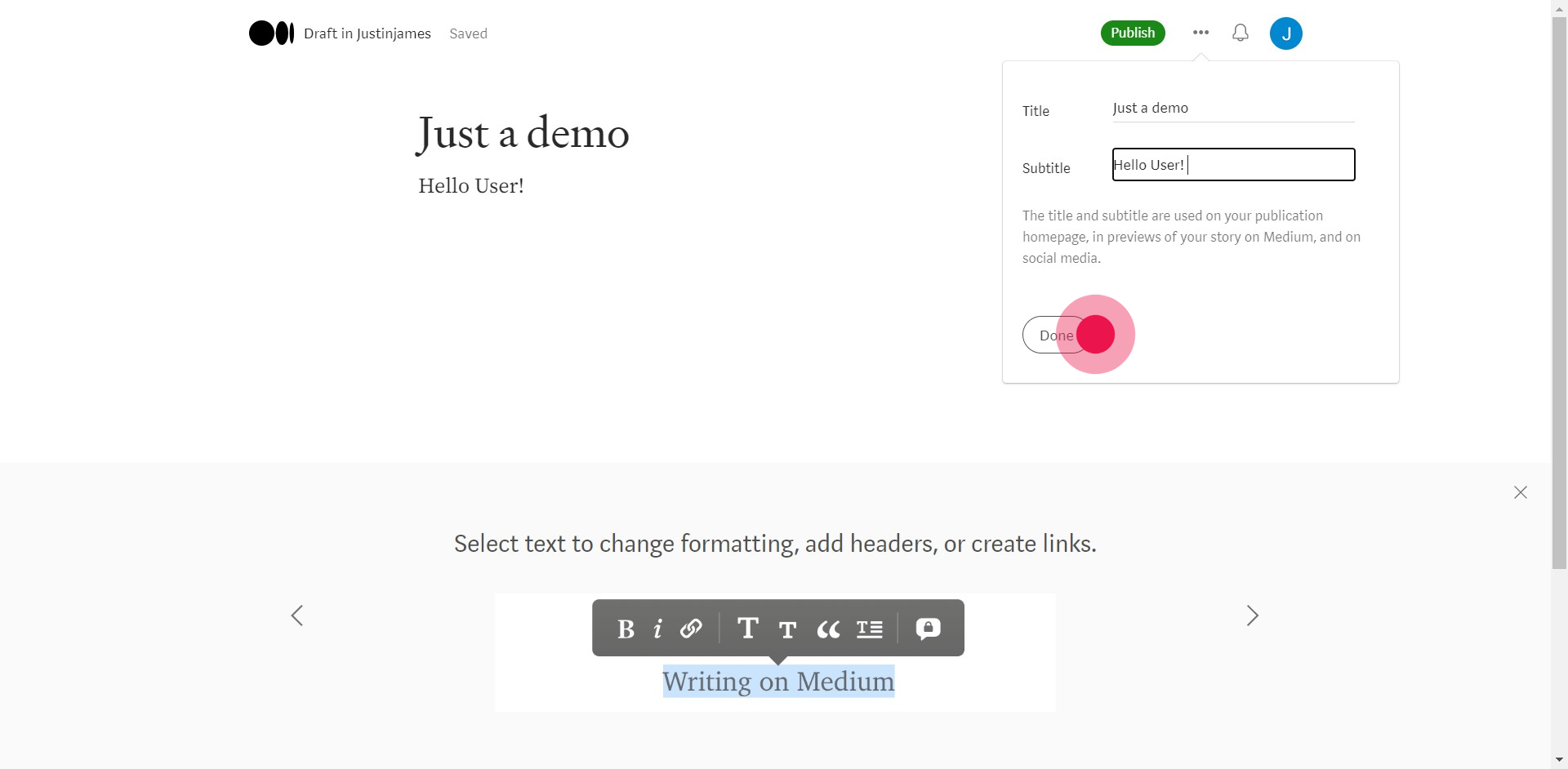 7 Click on "Done"