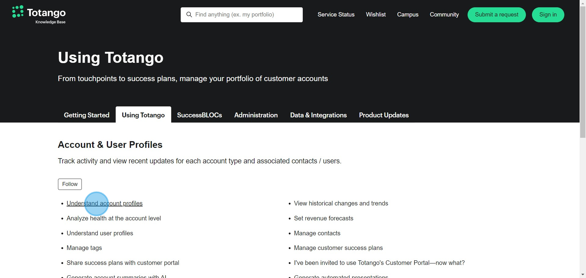 7 Click on "Understand account profiles"