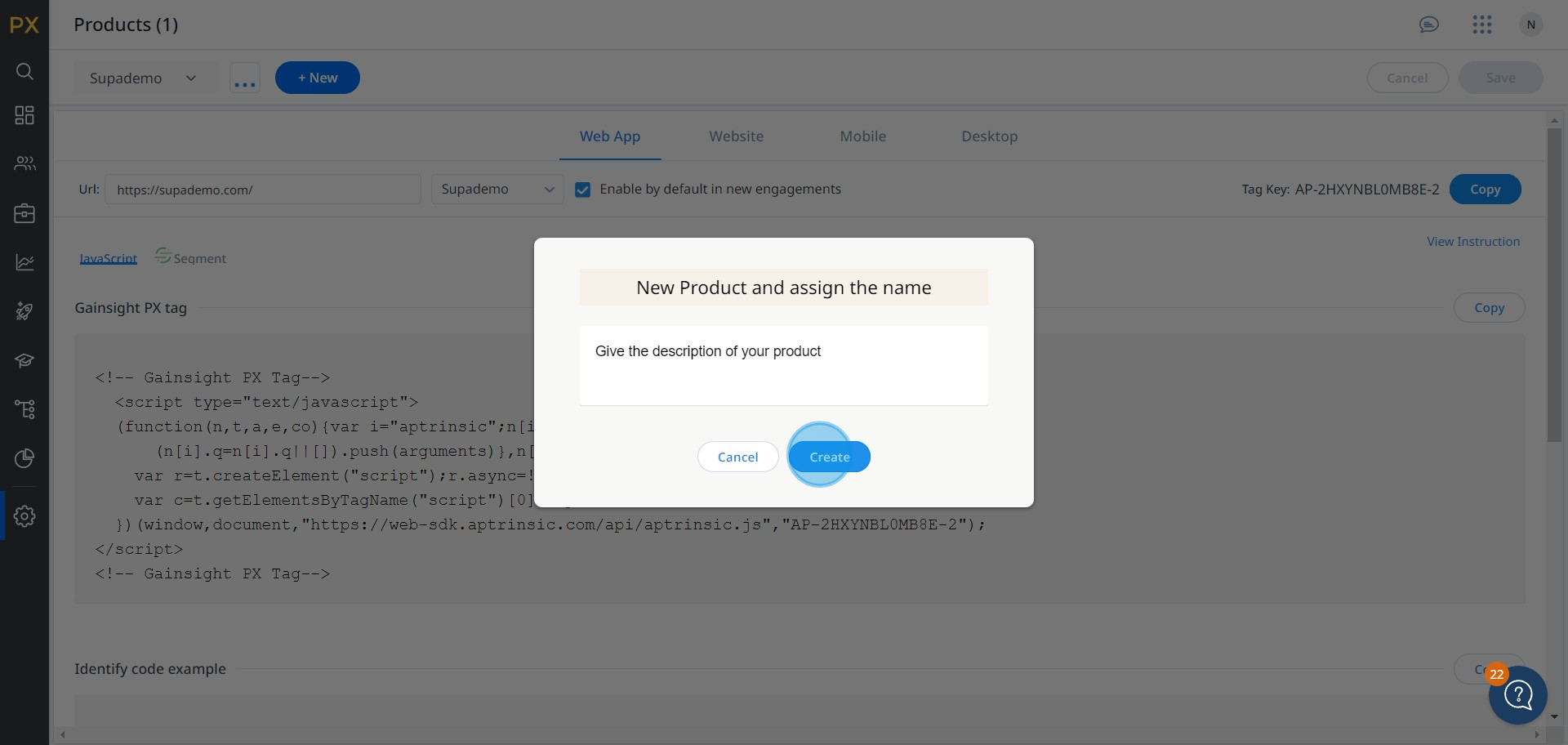 4 Click on "Create"