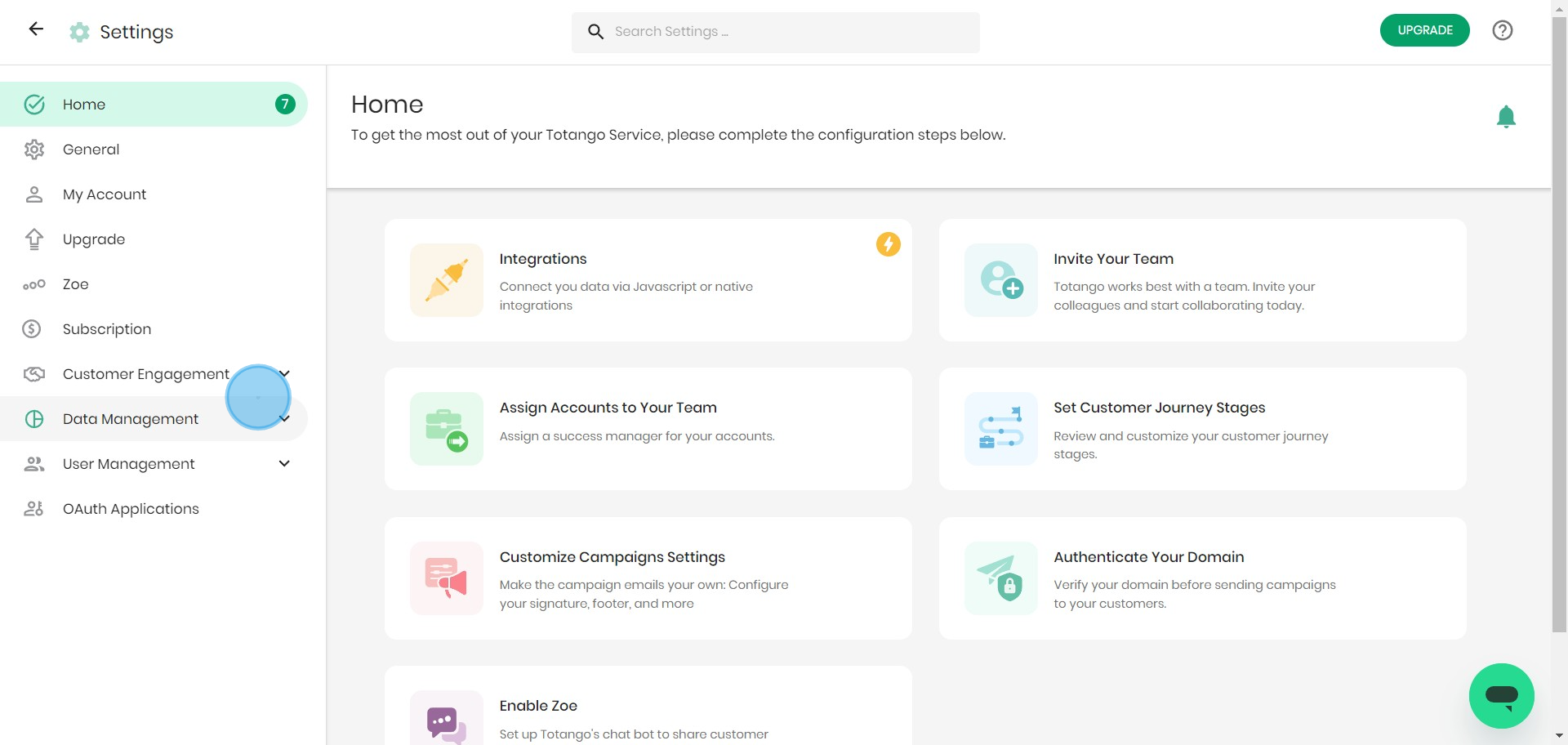 3 Click on "Data Management"