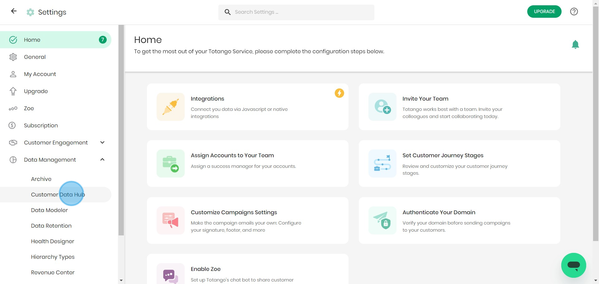 4 Click on "Customer Data Hub"