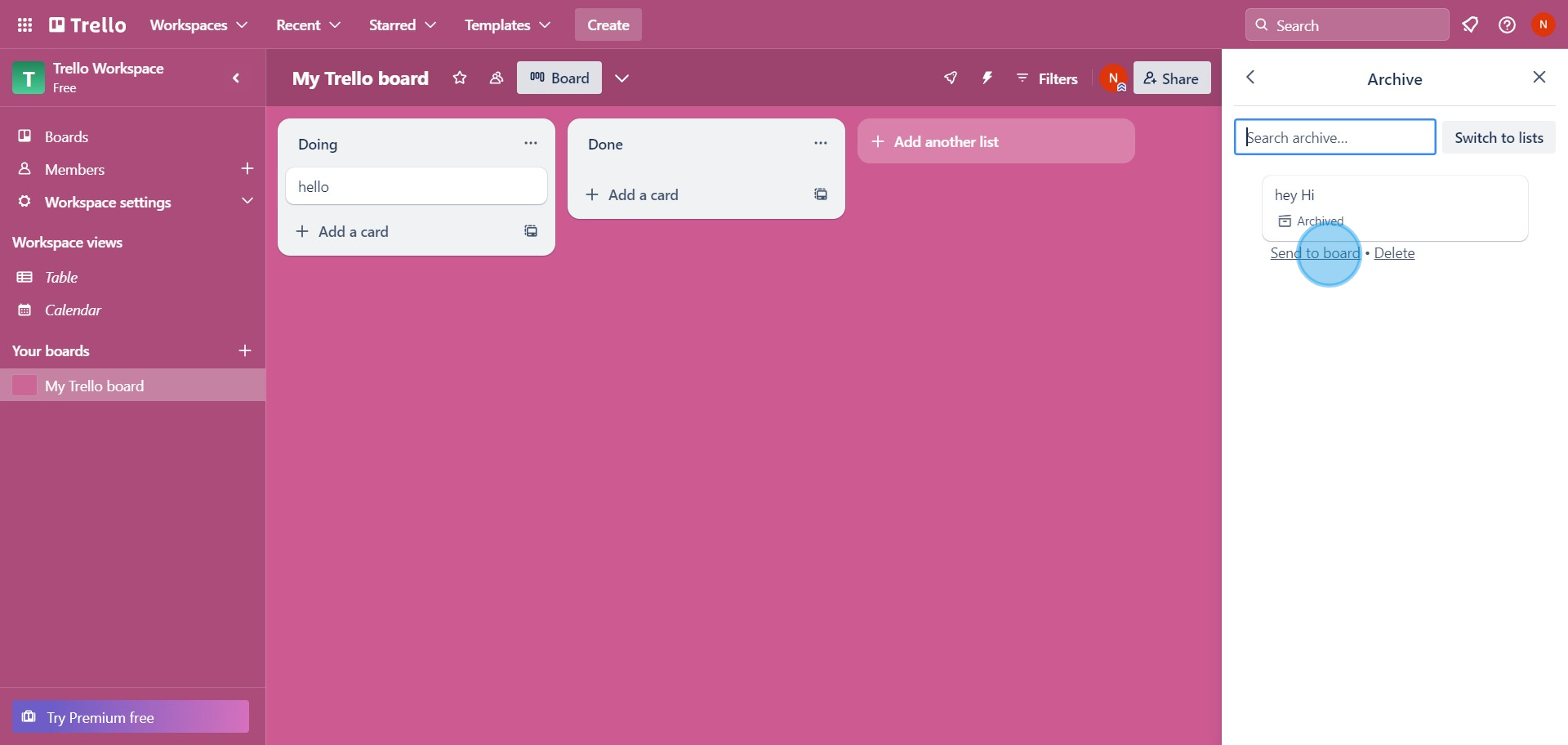 5 Click on "Send to board"