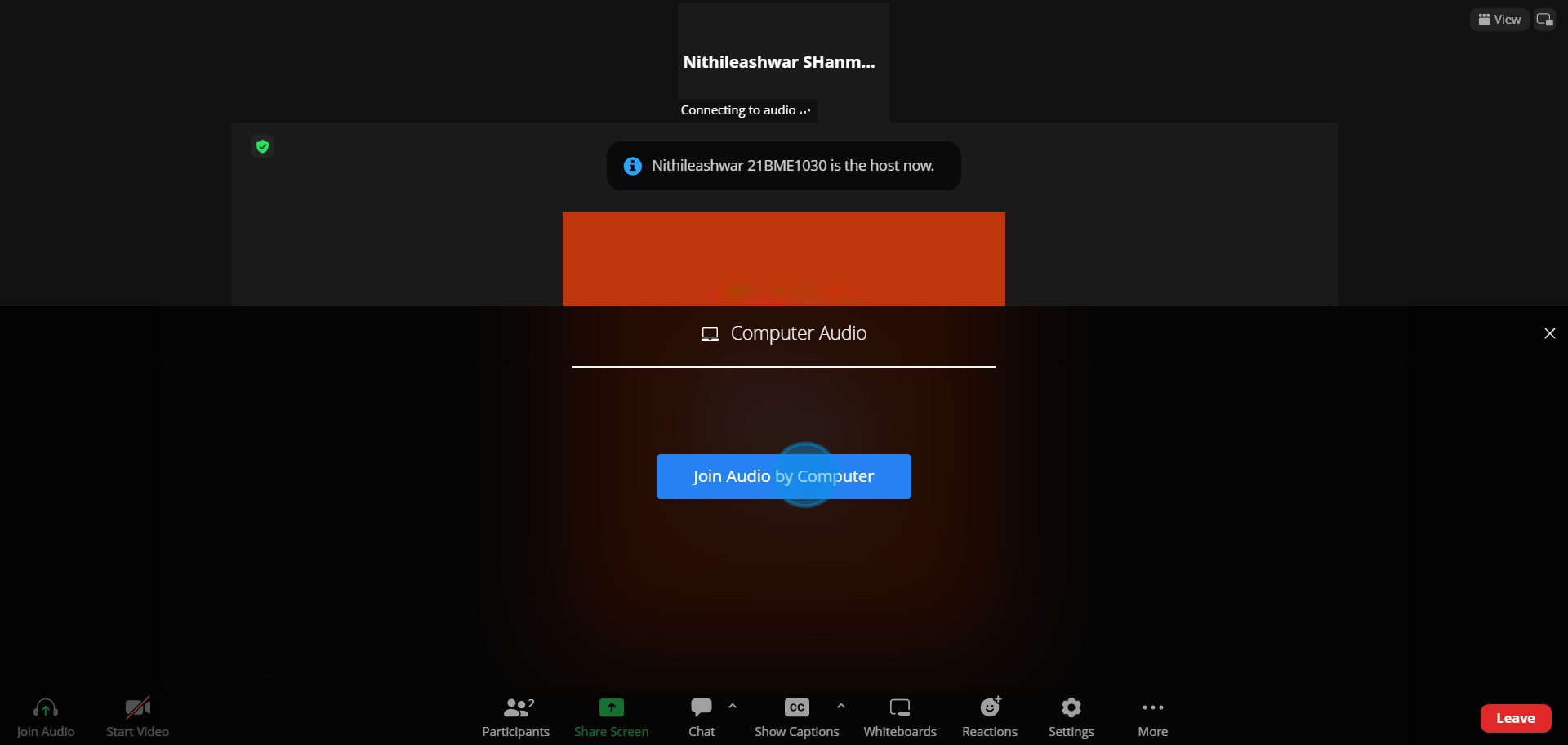 8 Click on "Join Audio by Computer"