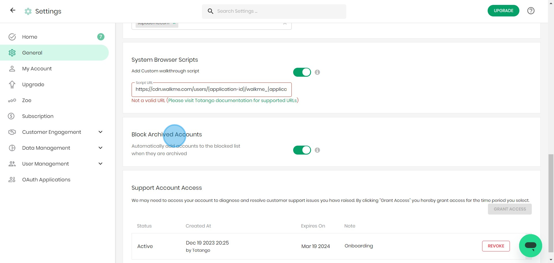 12 Click on "Block Archived Accounts"