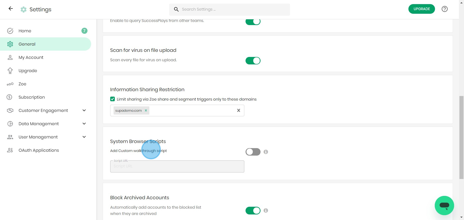 10 Click on "Add Custom walkthrough script"