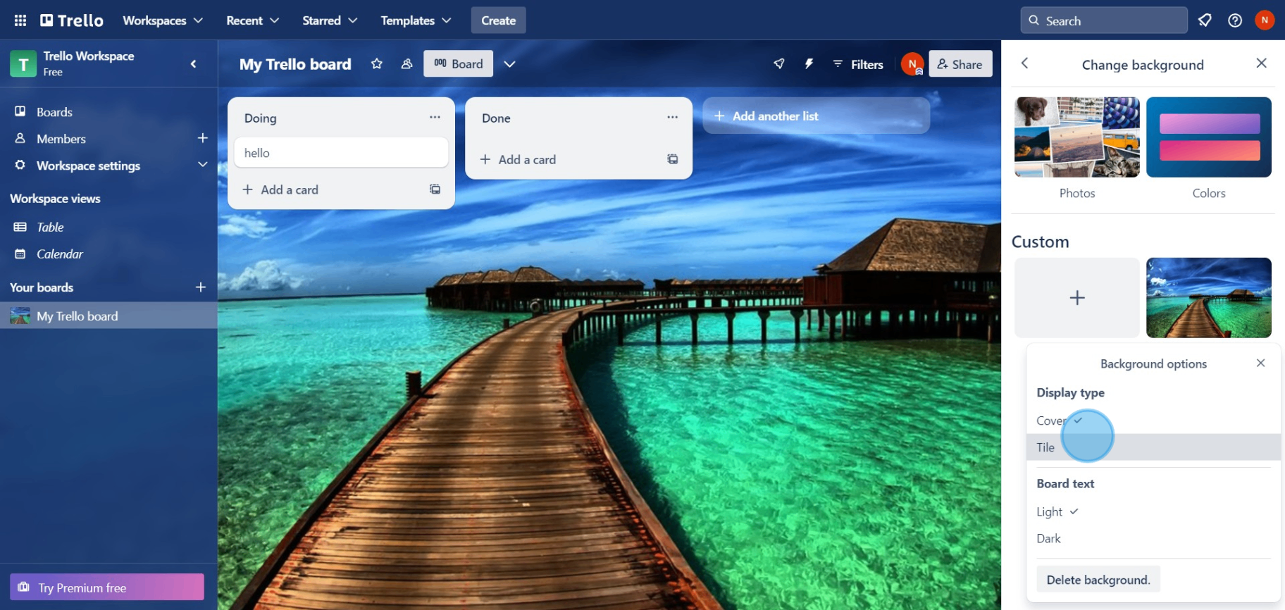 8 Click on "Tile"