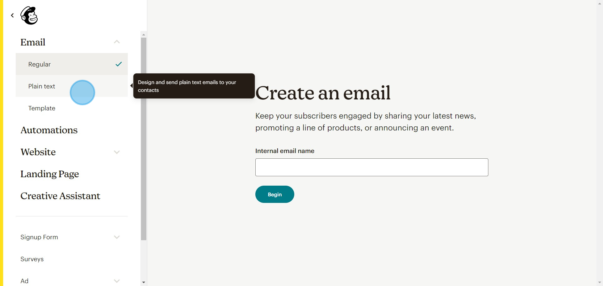 5 Click on "Plain text"