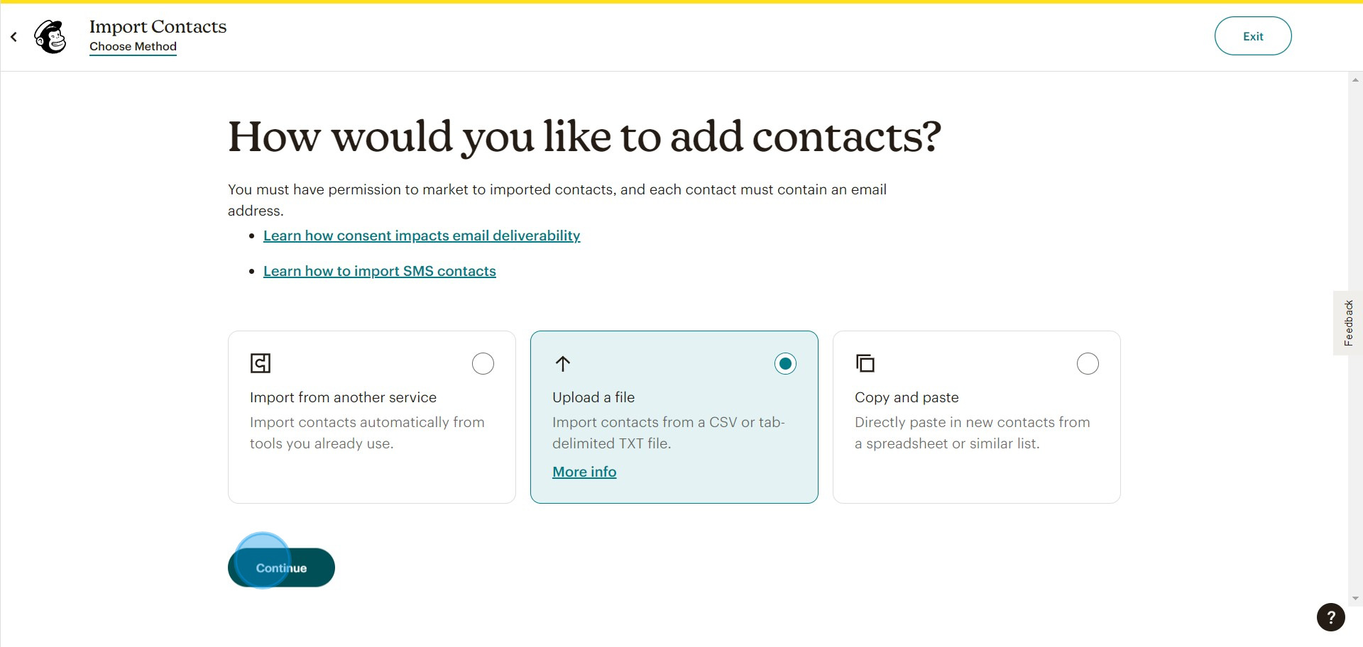 8 Click on "Continue"