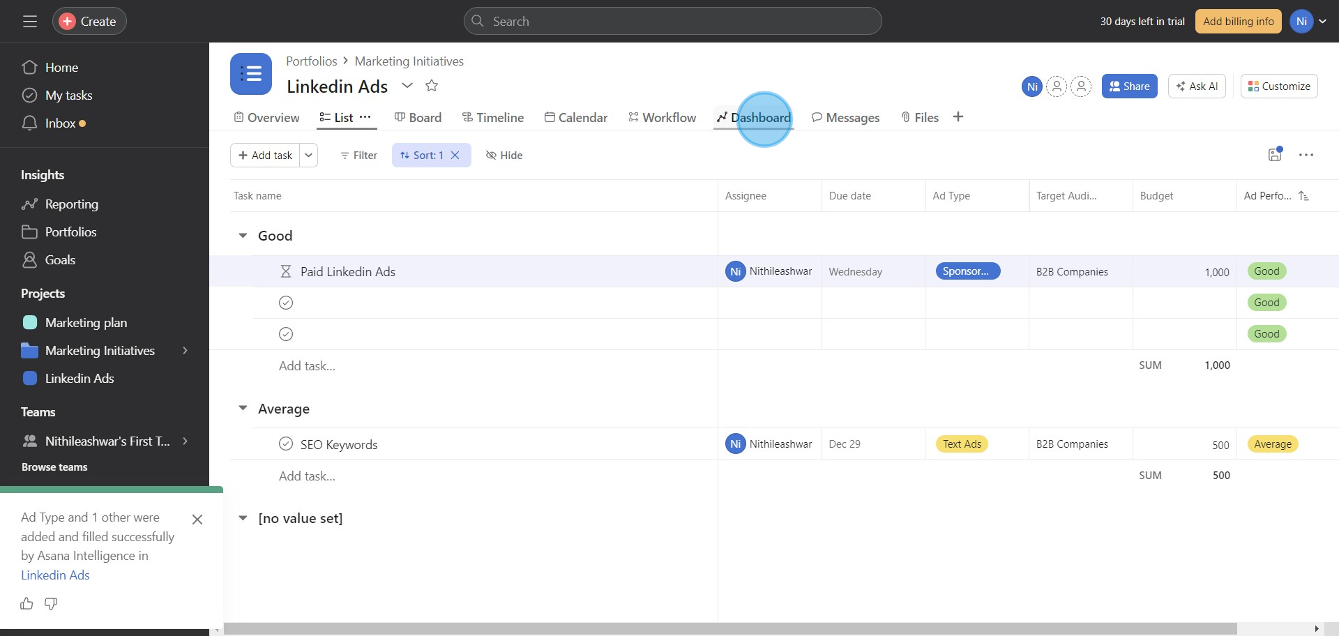15 Click on "Dashboard"
