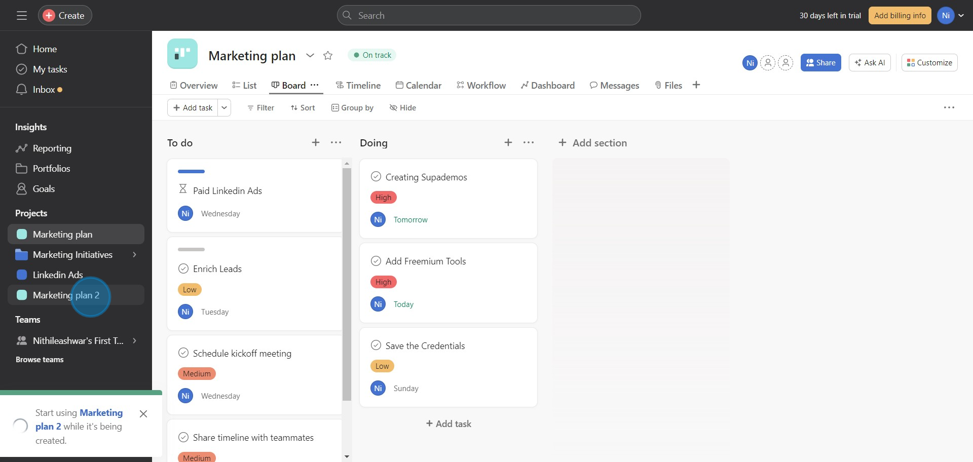 7 Click on "Marketing plan 2"