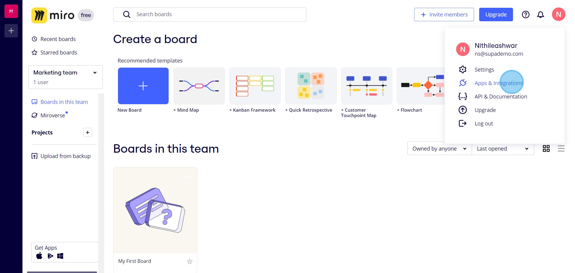 2 Click on "Apps & Integrations"