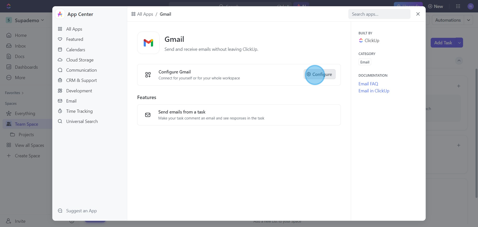 11 Click on "Configure"