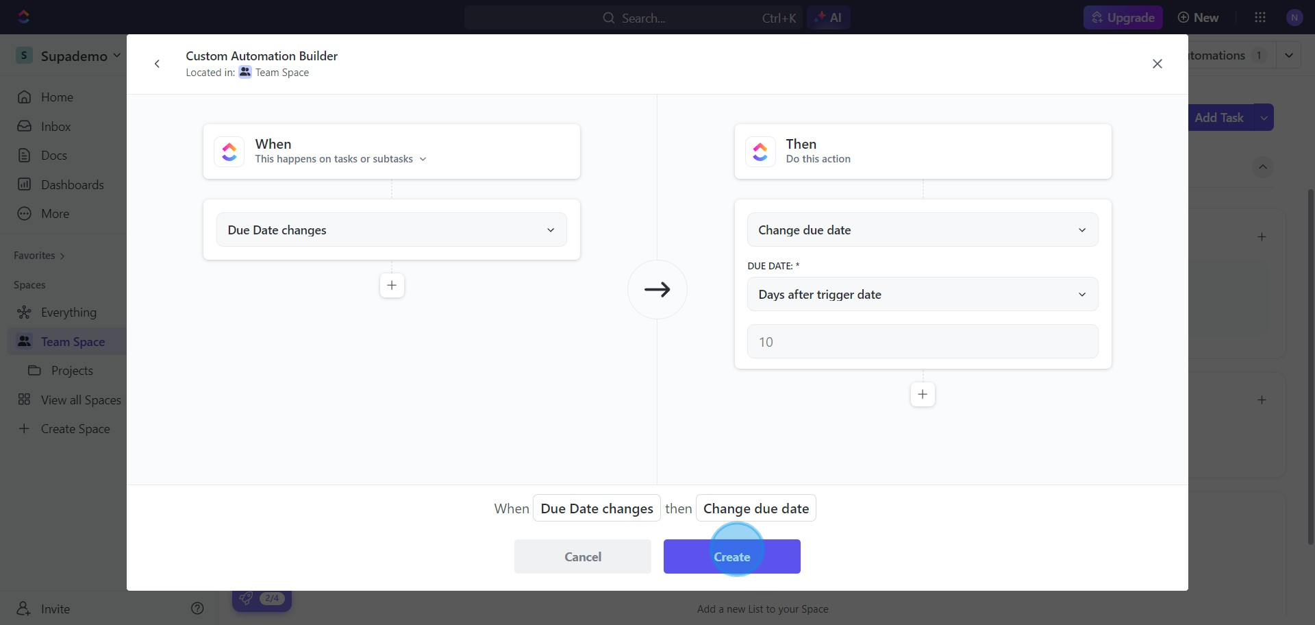 12 Click on "Create"