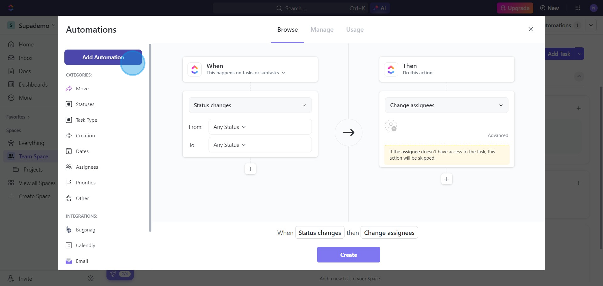 7 Click on "Add Automation"