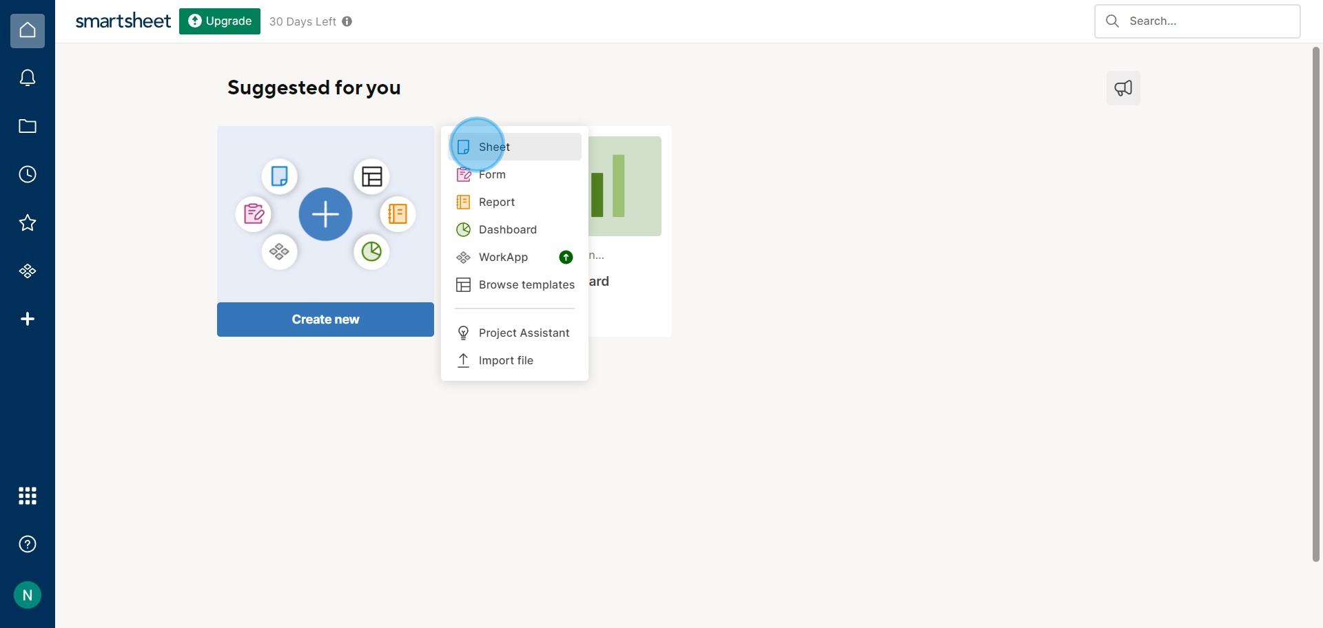 2 Click on "Sheet"