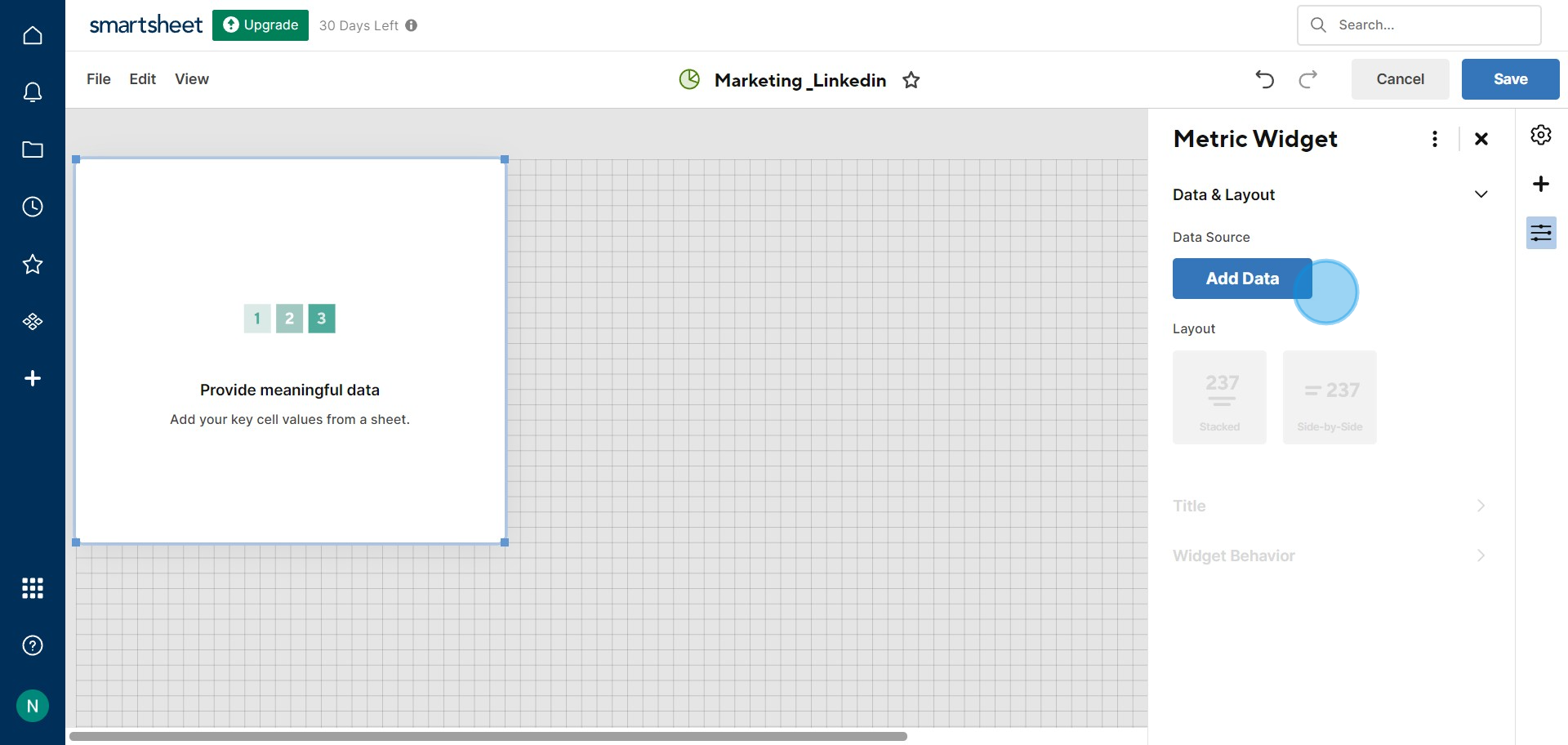 8 Click on "Add Data"