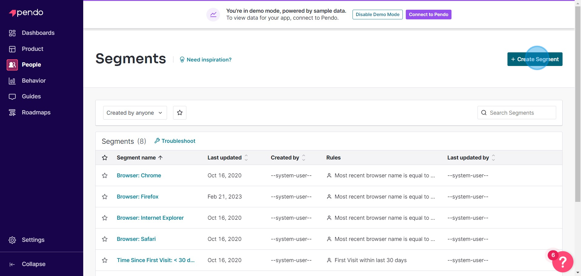 3 Click on "Create Segment"