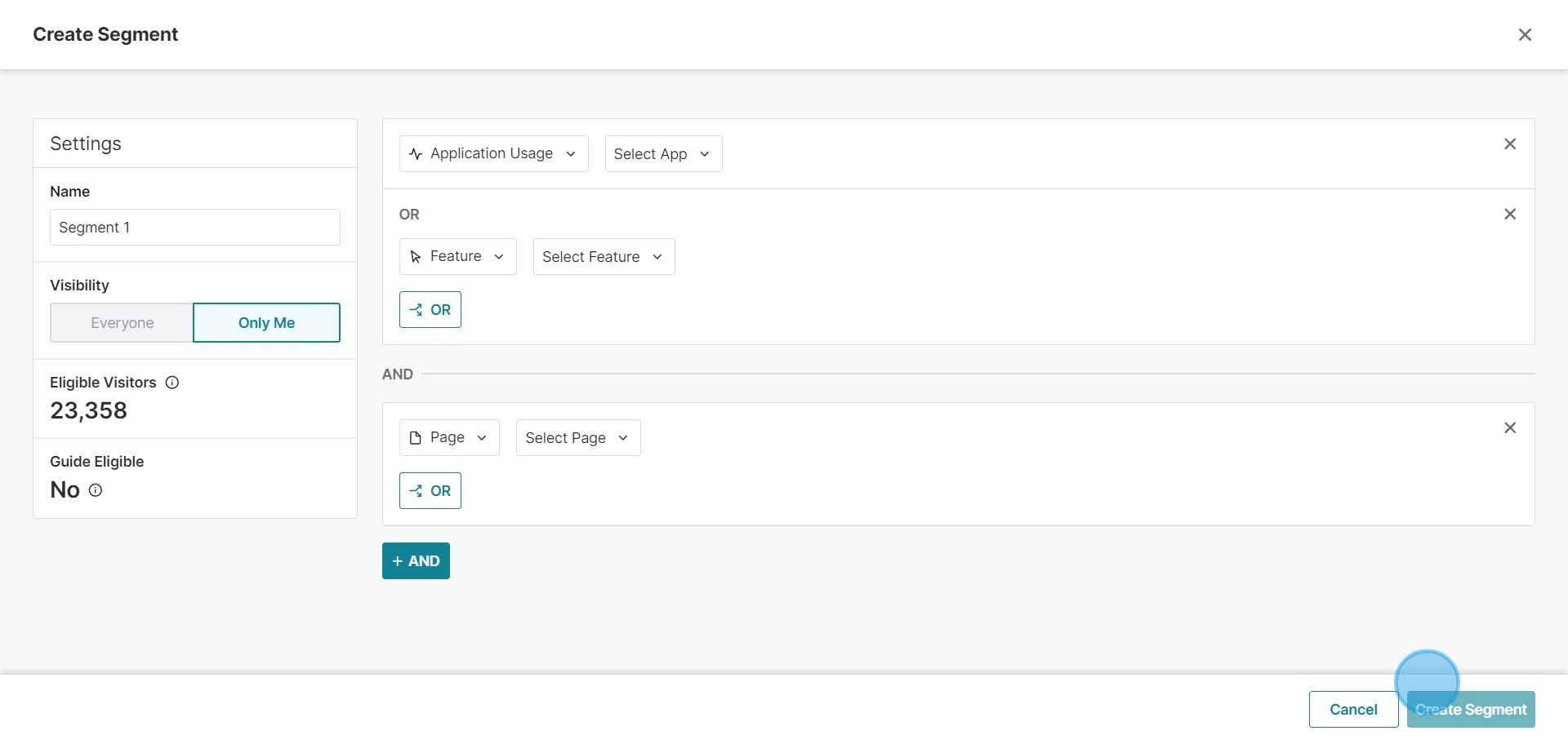 11 Click on "CancelCreate Segment"