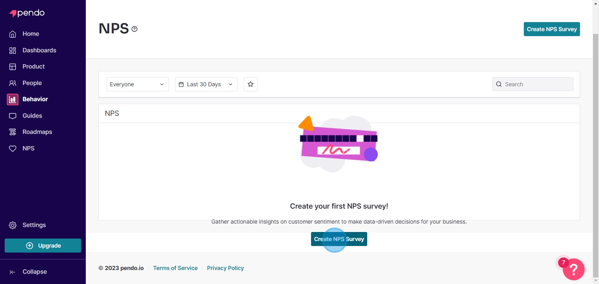 3 Click on "Create NPS Survey"