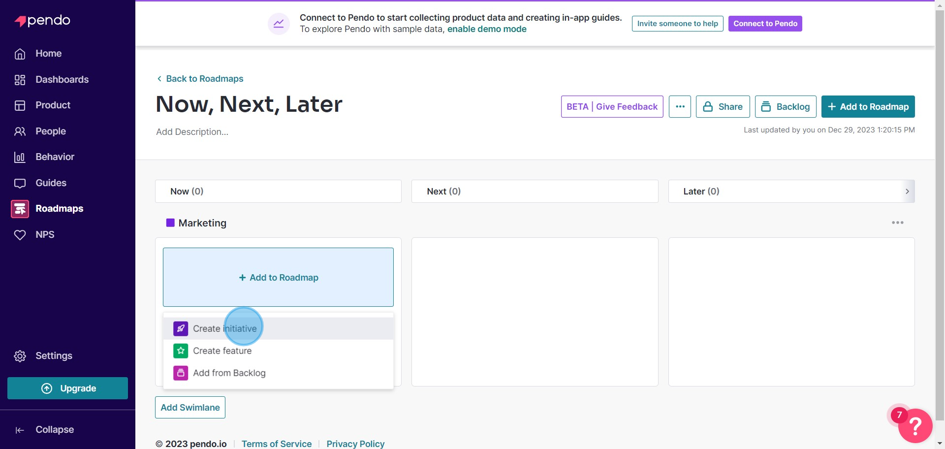 5 Click on "Create initiative"