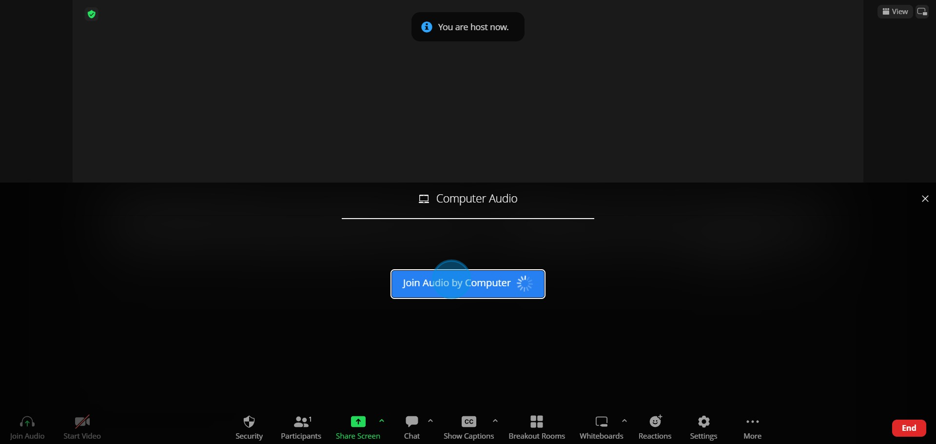 6 Click on "Join Audio by Computer"