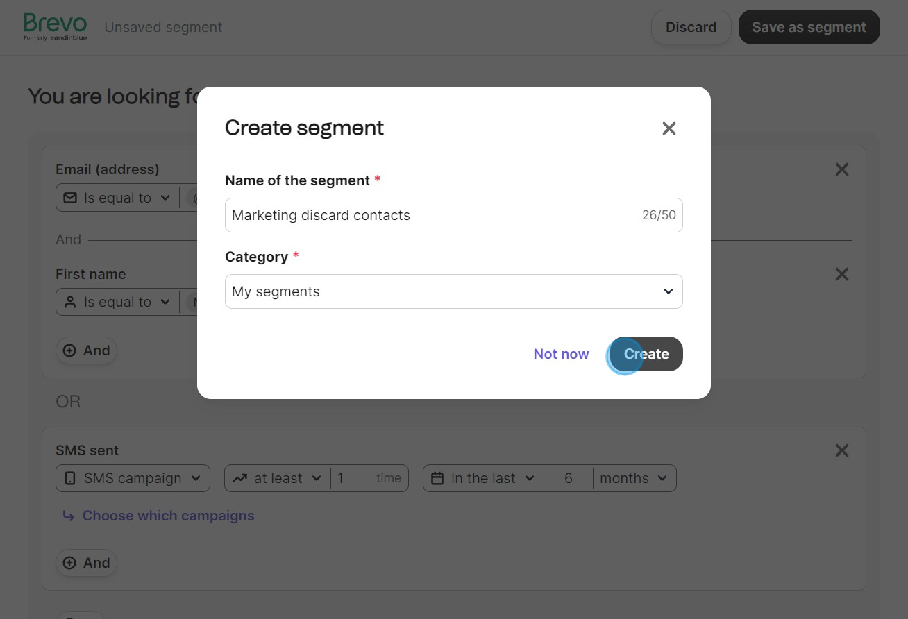 8 Click on "Create"