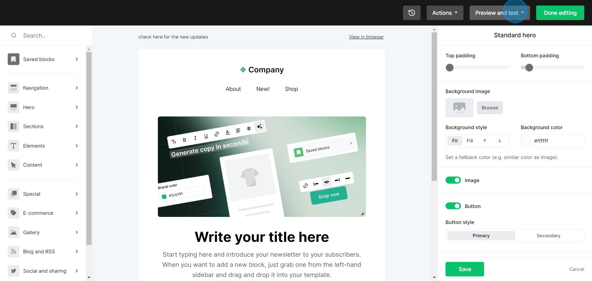 7 Click on "Preview and test "
