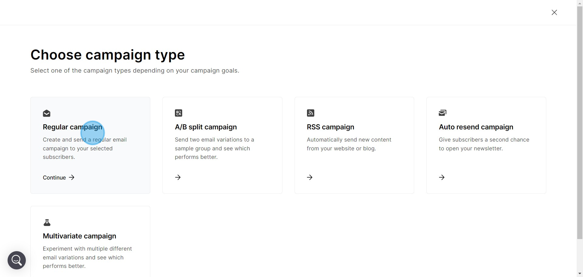 2 Click on "Regular campaig..."