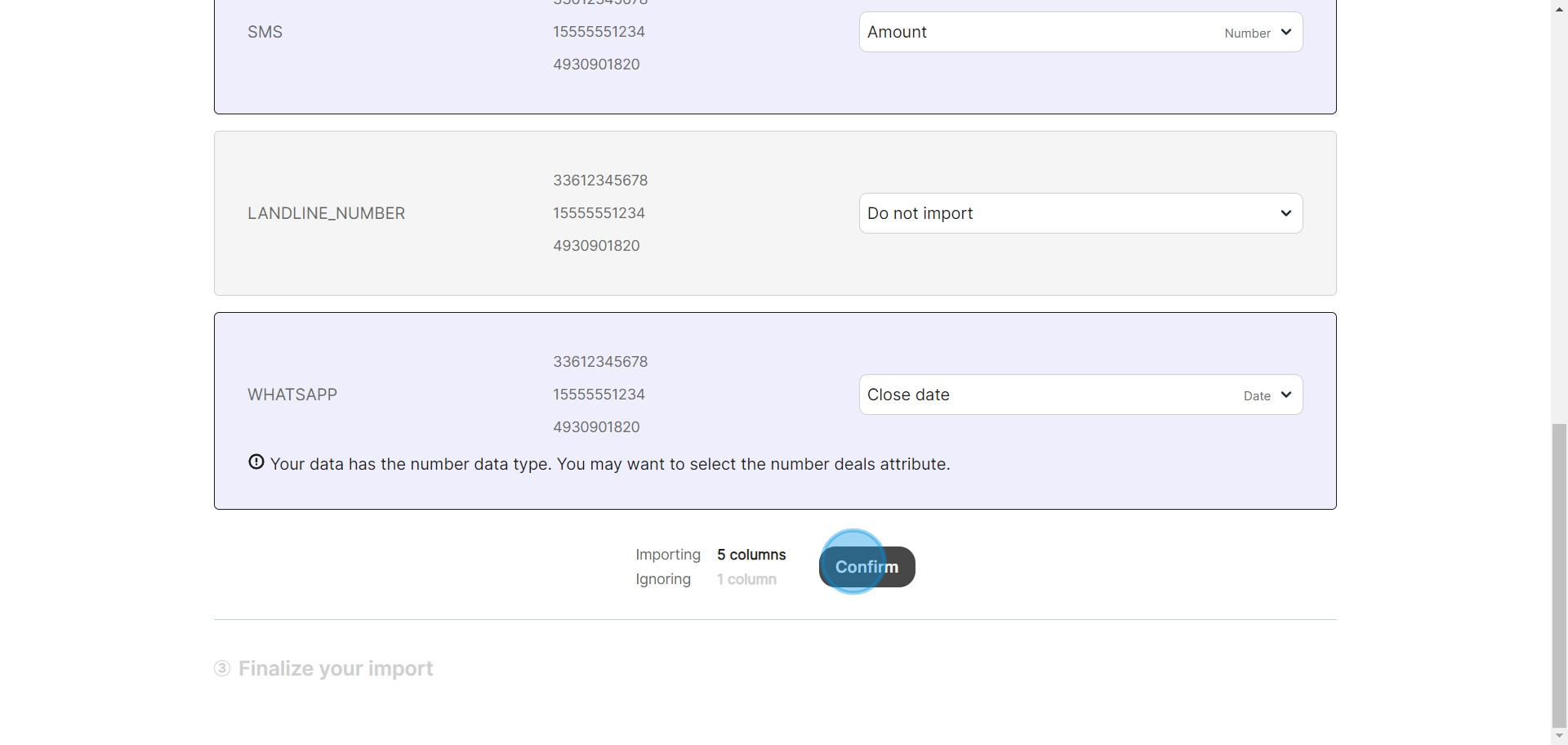 6 Click on "Confirm"