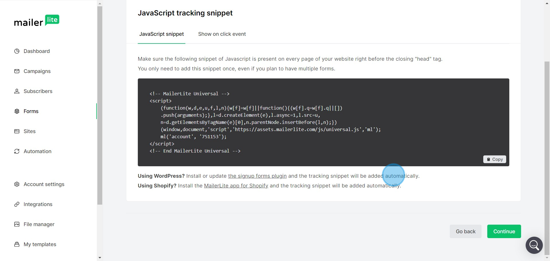 12 Click on "Using WordPress..."